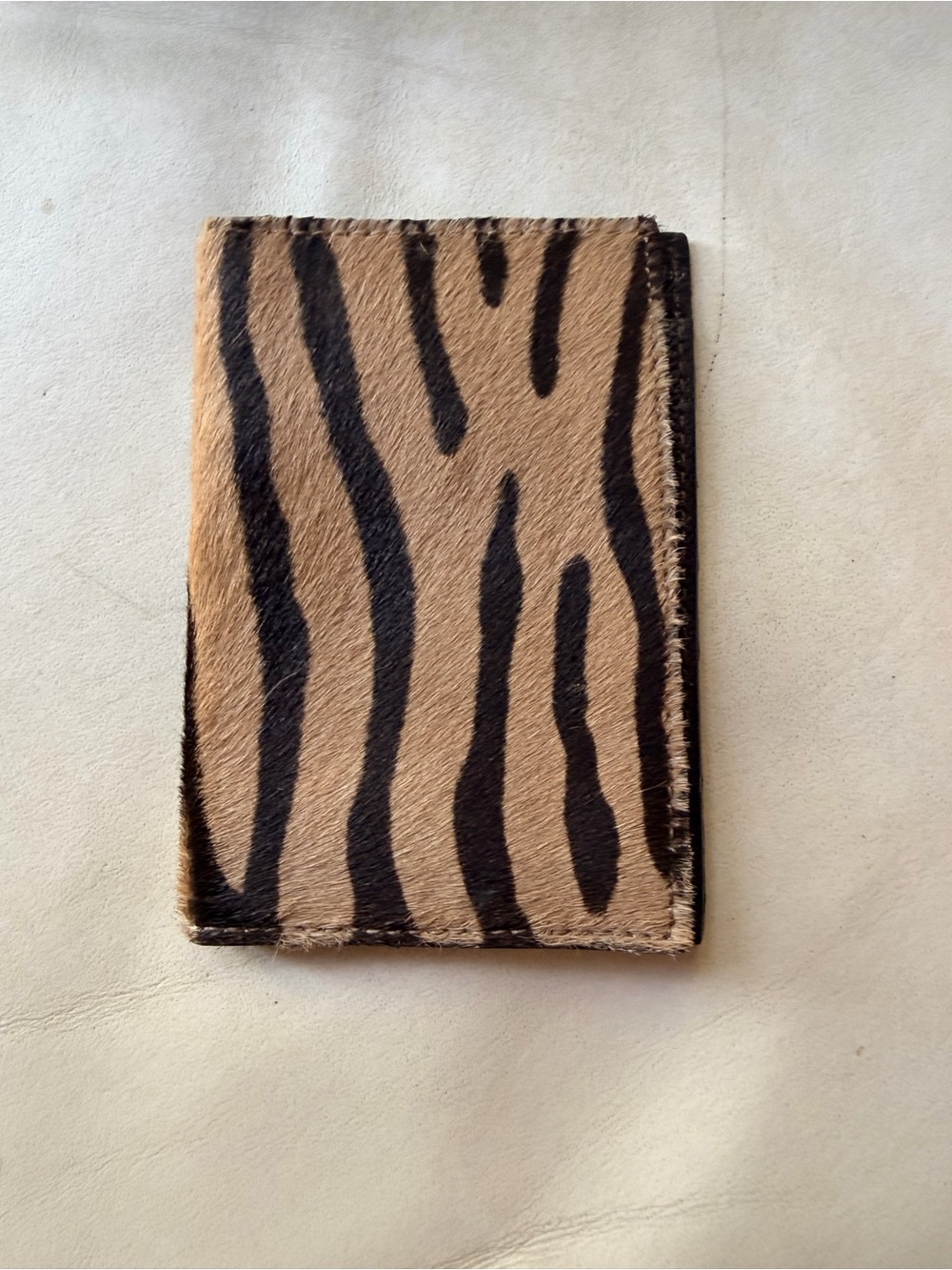 Vintage Escada Tiger Print Calf Hair Leather Bi-Fold ID Wallet